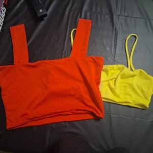 Red and Yellow Crop Top Set